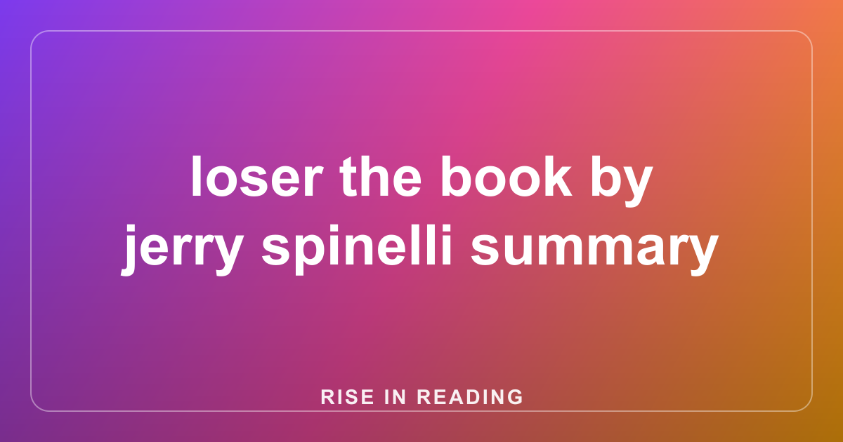 loser the book by jerry spinelli summary