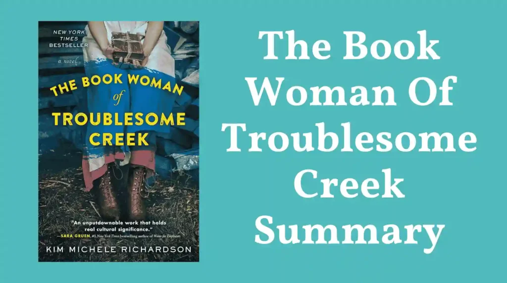 The Book Woman Of Troublesome Creek Summary graphic with book cover on teal background