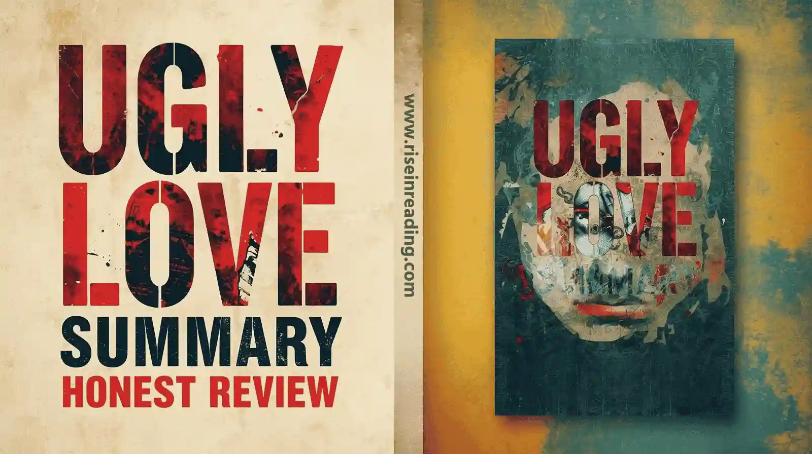 Ugly Love Book Summary graphic with honest review text and book cover artwork