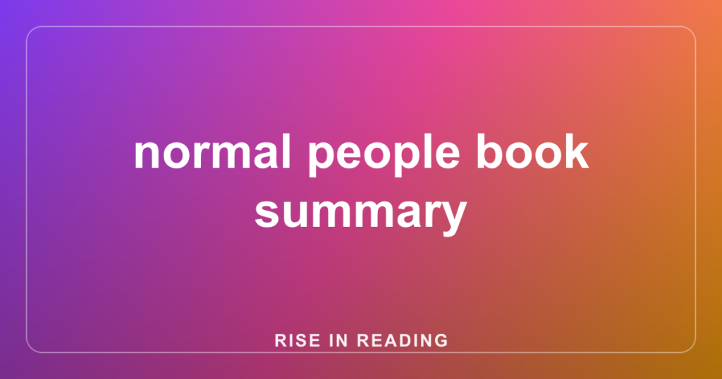 normal people book summary