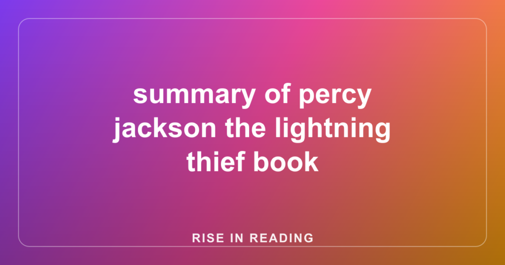 summary of percy jackson the lightning thief book