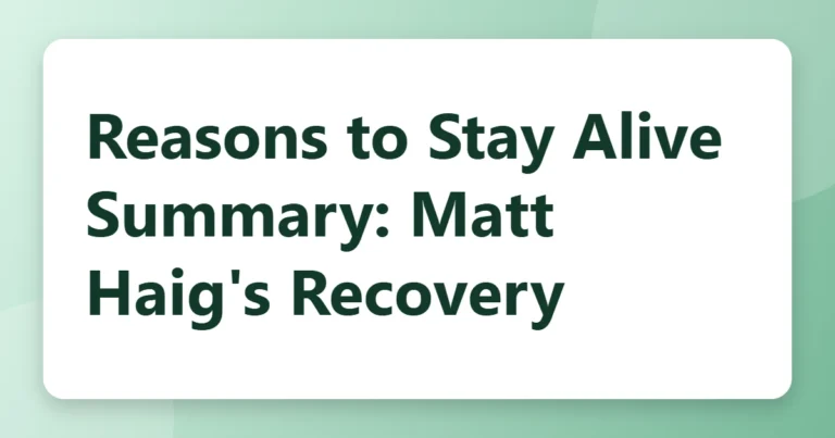 Reasons to Stay Alive Summary: Matt Haig's Recovery